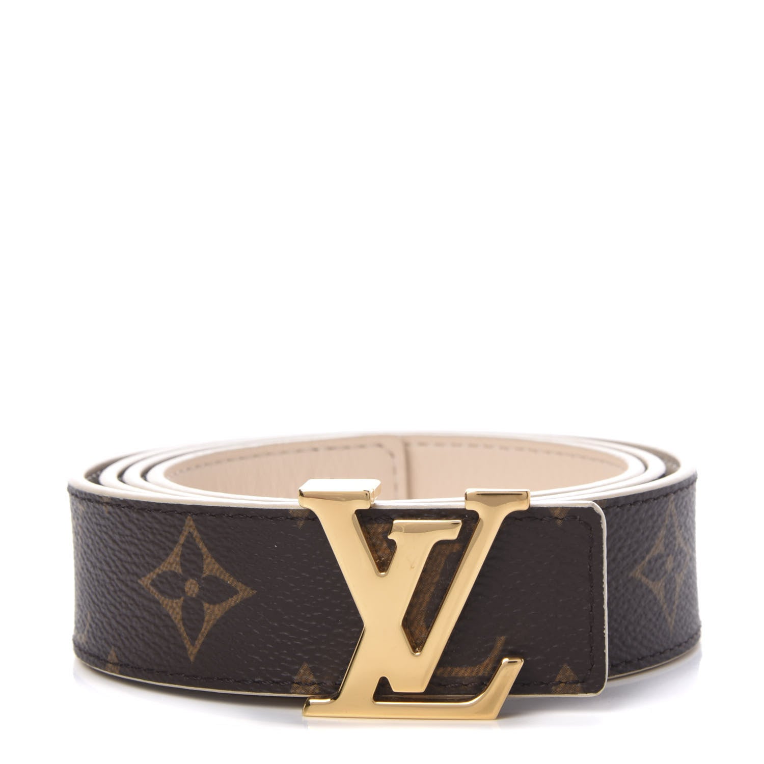 Louis Vuitton Monogram Calfskin 30mm LV Initiales Reversible Belt 90 36 Creme 1 of 4