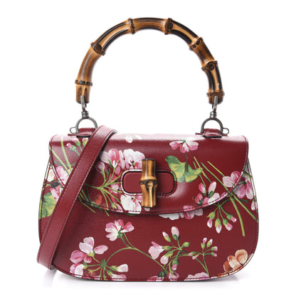 Gucci Shangai Calfskin Blooms Print Small Classic Bamboo Top Handle Bag Romantic Ceries Multicolor 1 of 12