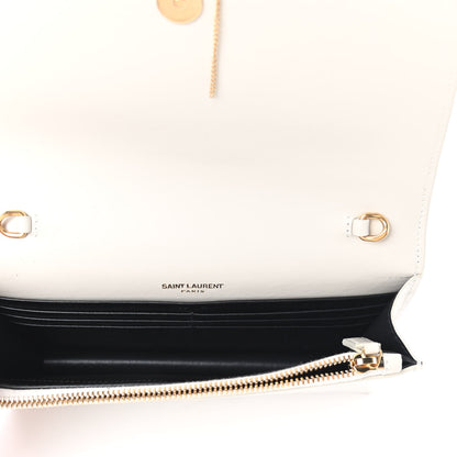 Saint Laurent Calfskin Star Print Monogram Kate Tassel Chain Wallet White Gold 5 of 9