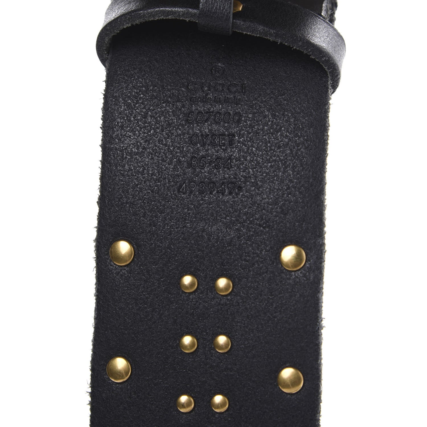 Gucci Calfskin Lion Head Studded Belt 85 34 Black 5 of 5