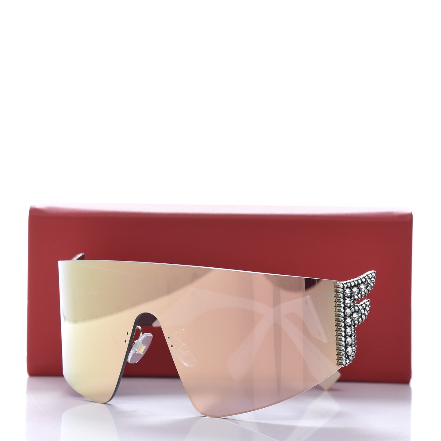 Mirrored Crystal Embellished FFreedom Shield Sunglasses FF 0382/S Pink