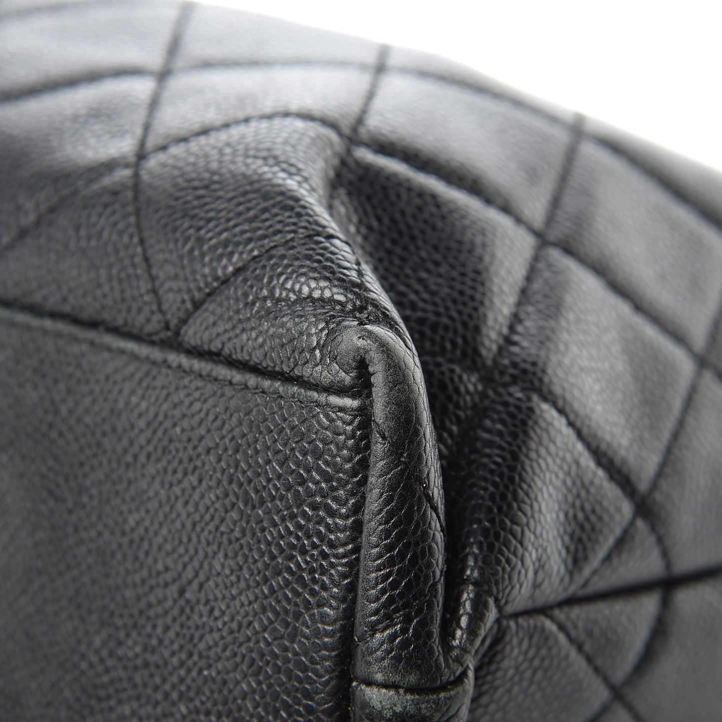 Caviar Quilted Flap Shoulder Bag Black