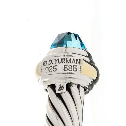 David Yurman Sterling Silver 14K Yellow Gold Blue Topaz 7mm Cable Classics Bracelet 3 of 3