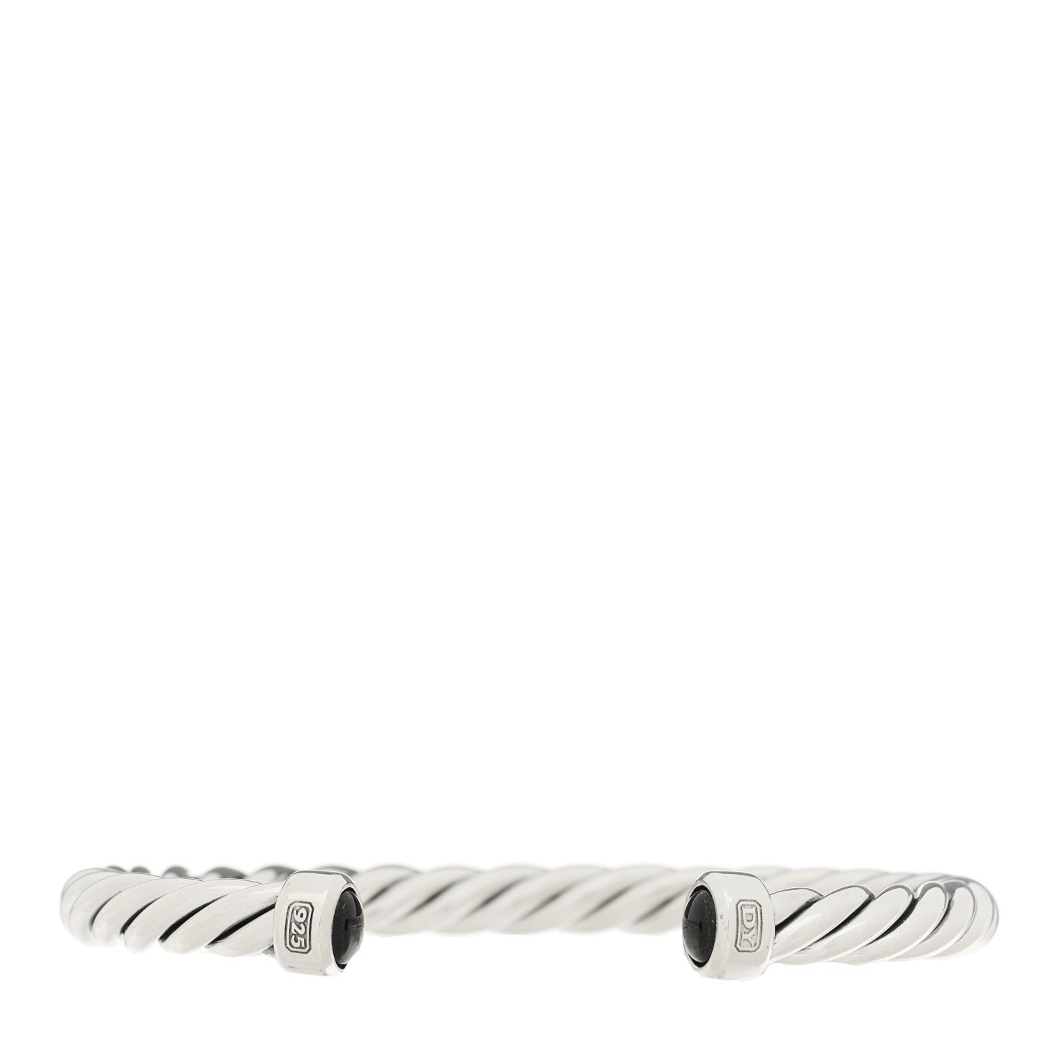 David Yurman Sterling Silver Black Onyx 6mm Cable Classic Cuff Bracelet 1 of 3