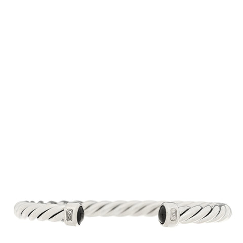 Sterling Silver Black Onyx 6mm Cable Classic Cuff Bracelet