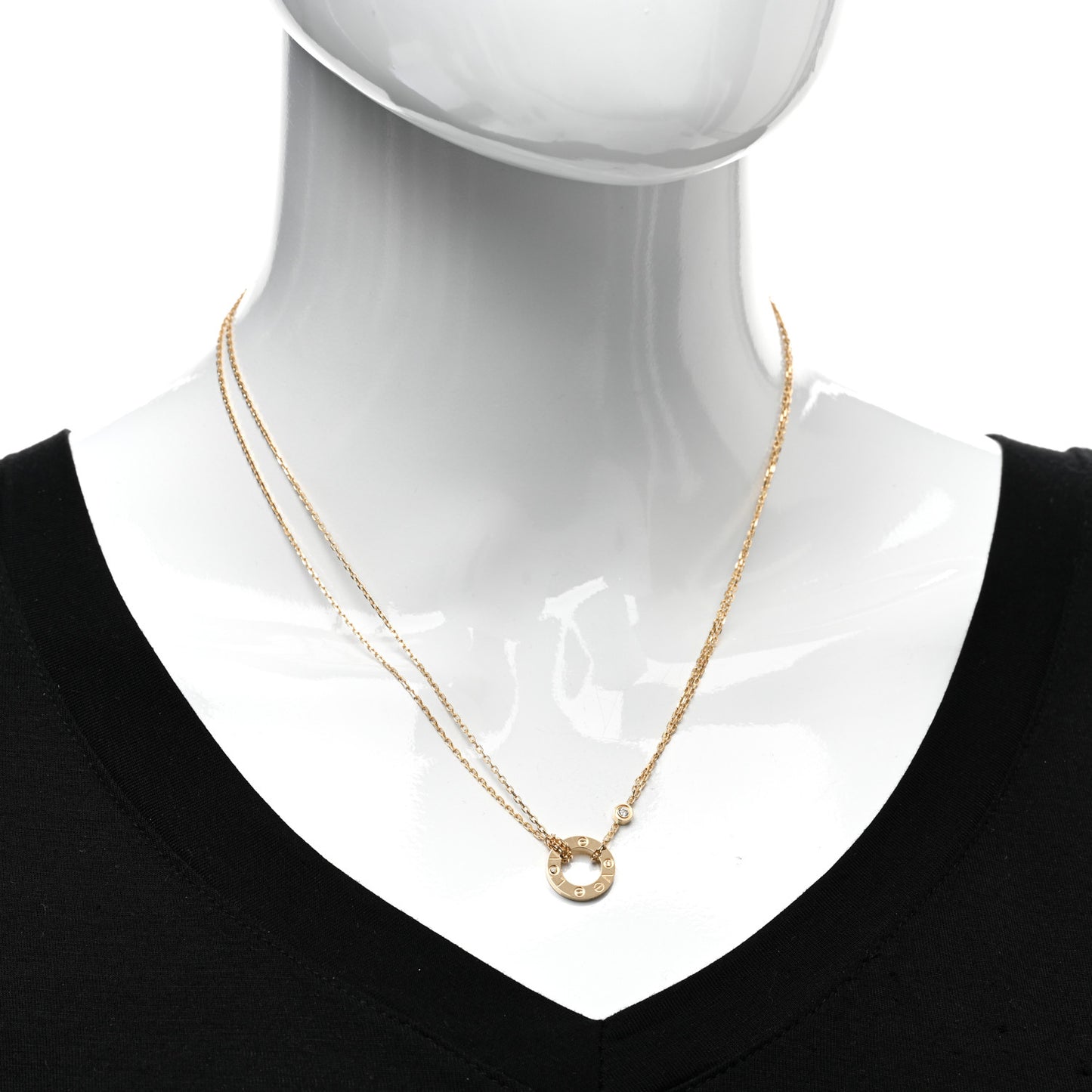 18K Yellow Gold 2 Diamond LOVE Necklace