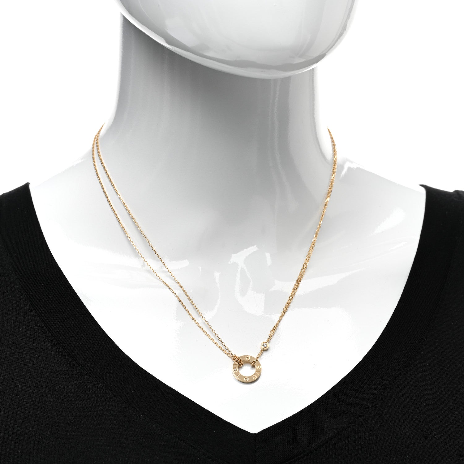 Cartier 18K Yellow Gold 2 Diamond LOVE Necklace 2 of 5