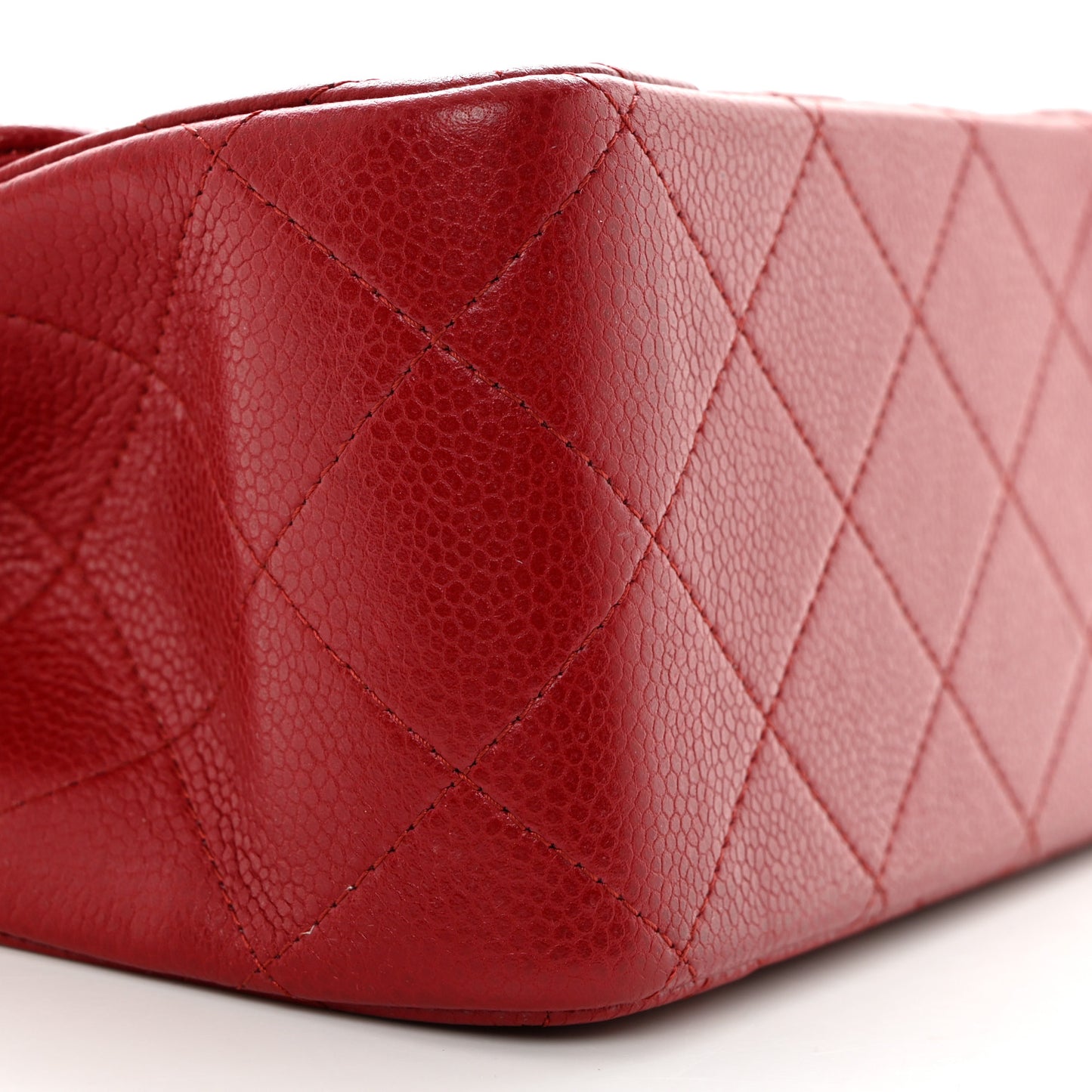 Caviar Quilted Jumbo Double Flap Dark Red