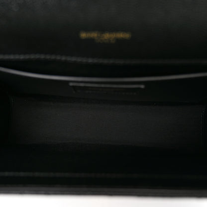 Saint Laurent Grain De Poudre Textured Mixed Matelasse Triquilt Medium Monogram Satchel Black 5 of 9