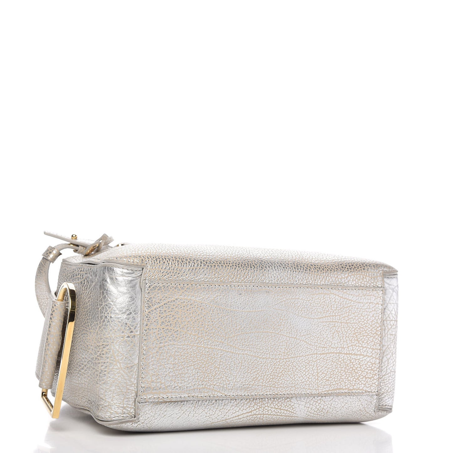Metallic Crispy Calfskin Cool Box Satchel Antique Silver