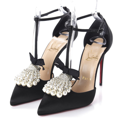 Christian Louboutin Satin Crystal Embellished Goyetta 100 Pumps 38.5 Black 3 of 8