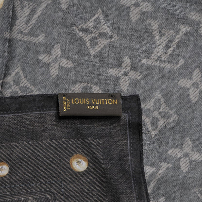 Louis Vuitton Silk Monogram New Denim Bandana Scarf Black 5 of 5