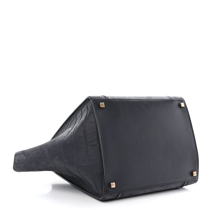 Celine Crocodile Embossed Nubuck Medium Phantom Luggage Navy Blue 3 of 18