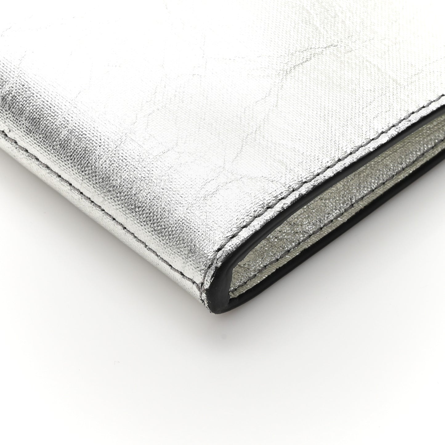 Metallic Alter Nappa Perforated Pouch Silver