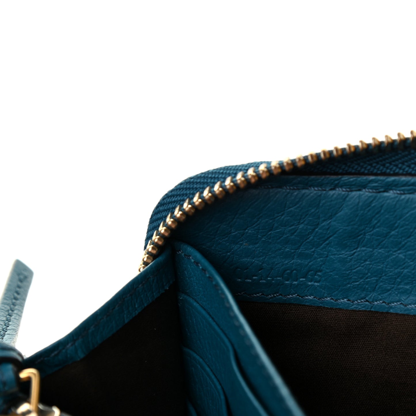 Grained Calfskin Marcie Long Zip Around Wallet Teal