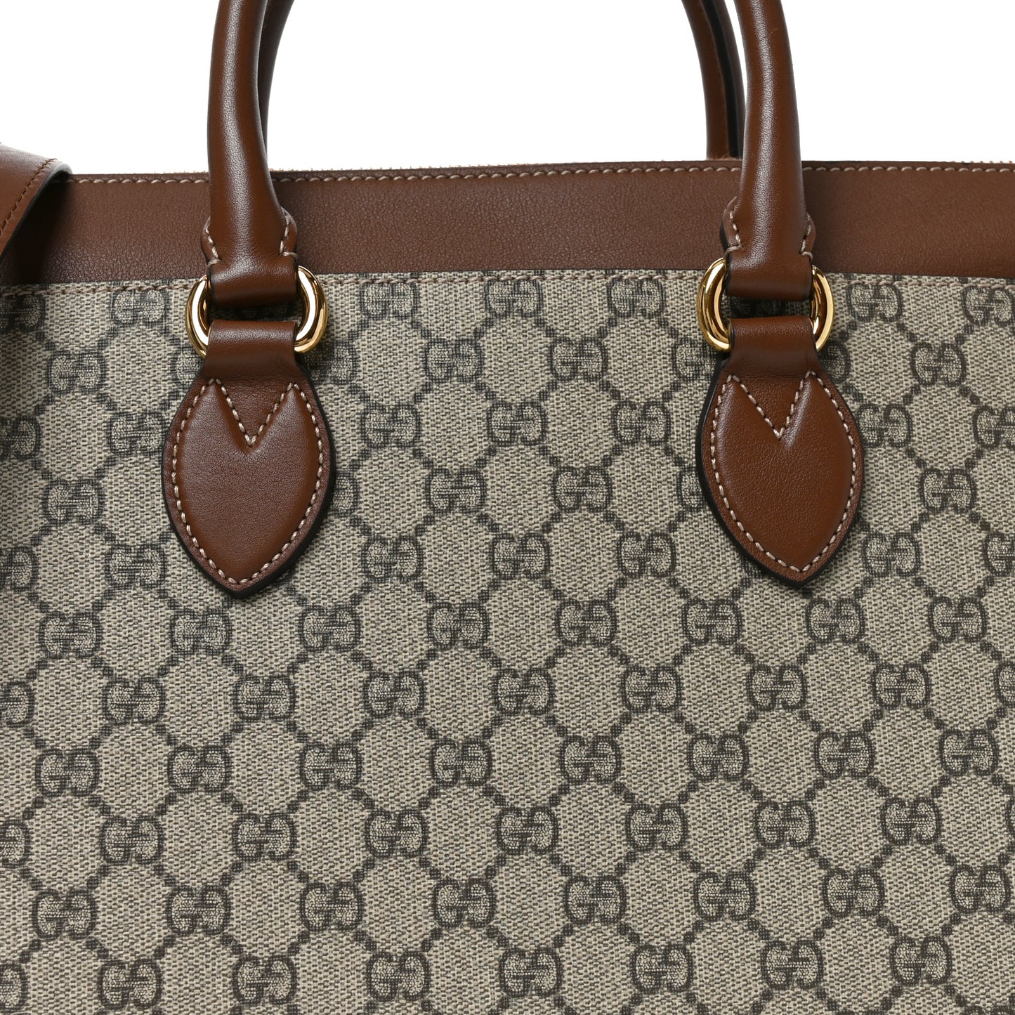 GG Supreme Monogram Large Zip Top Tote Beige Tuscany