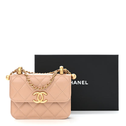 Chanel Calfskin Quilted Perfect Fit Coin Purse With Chain Beige 12 of 12