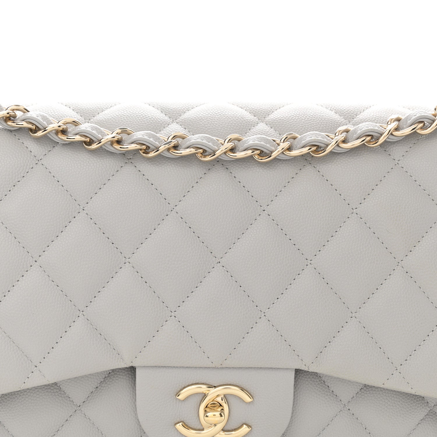 Chanel Caviar Quilted Jumbo Double Flap Grey 8 of 11