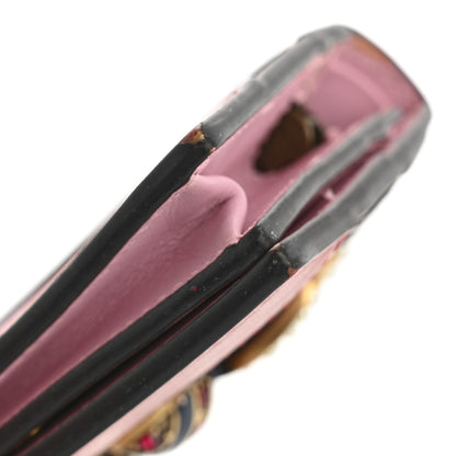 Gucci Calfskin Queen Margaret Card Case Wallet Sugar Pink Hibiscus Red Mystic White 12 of 13