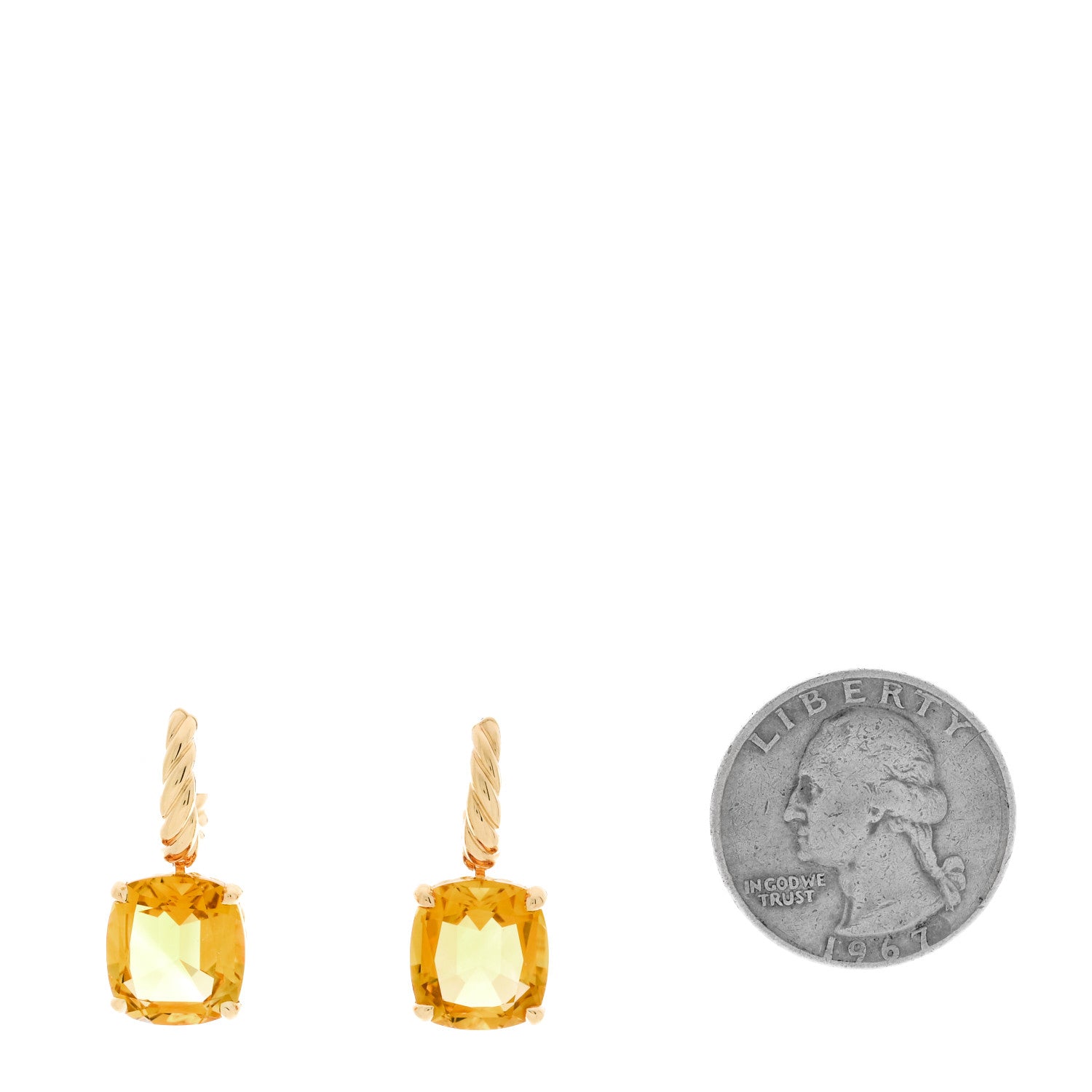 David Yurman 18K Yellow Gold Citrine 11mm Marbella Drop Earrings 2 of 4