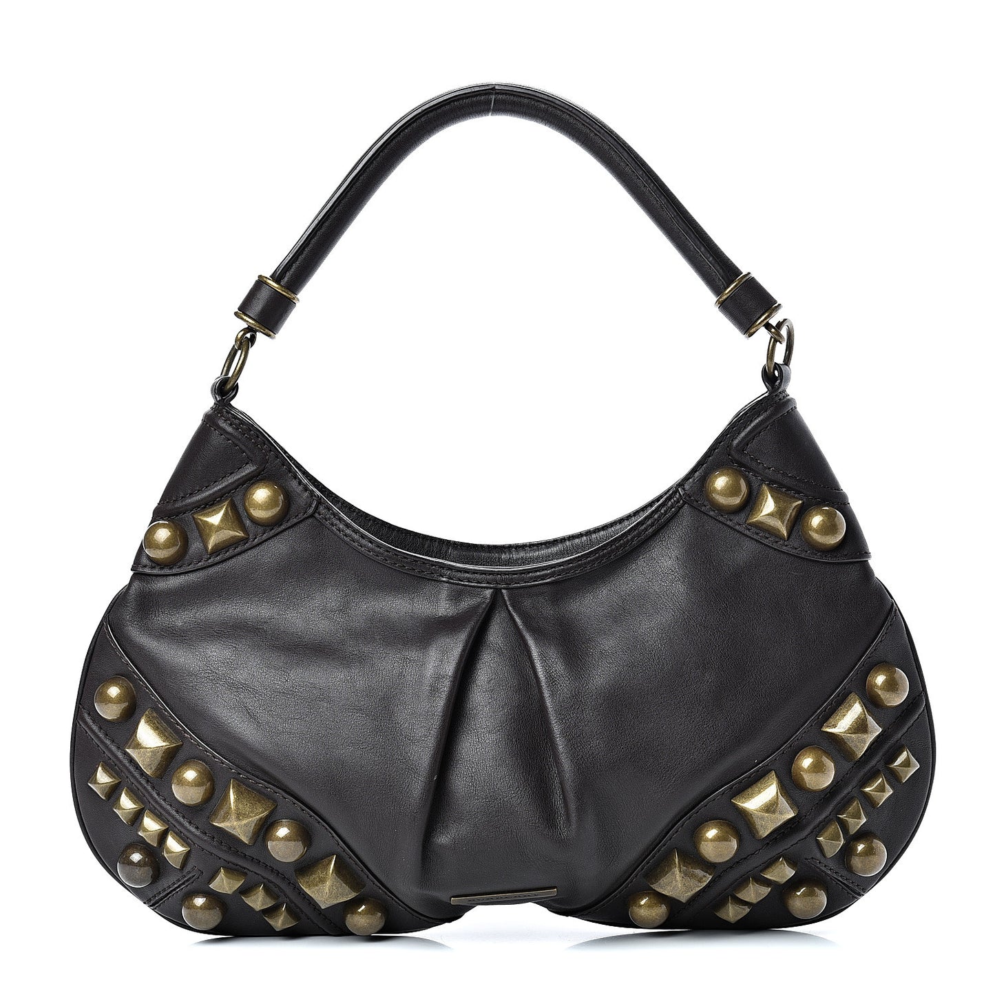 Calfskin Studded Medium Alverton Hobo Chocolate