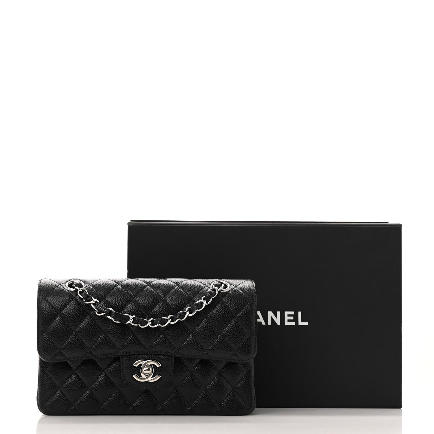 Caviar Quilted Small Double Flap Black