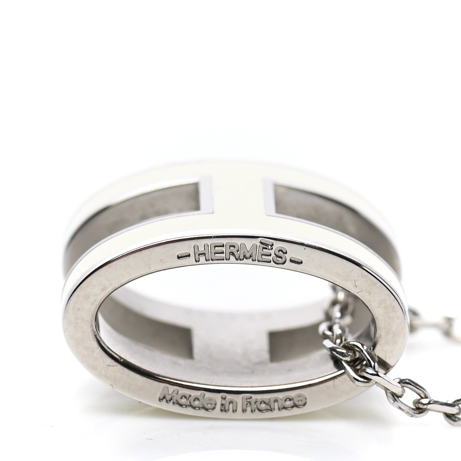 Hermes Lacquered Palladium Pop H Pendant Necklace White 5 of 8