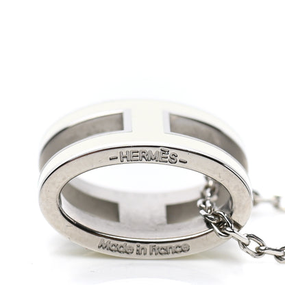 Hermes Lacquered Palladium Pop H Pendant Necklace White 5 of 8