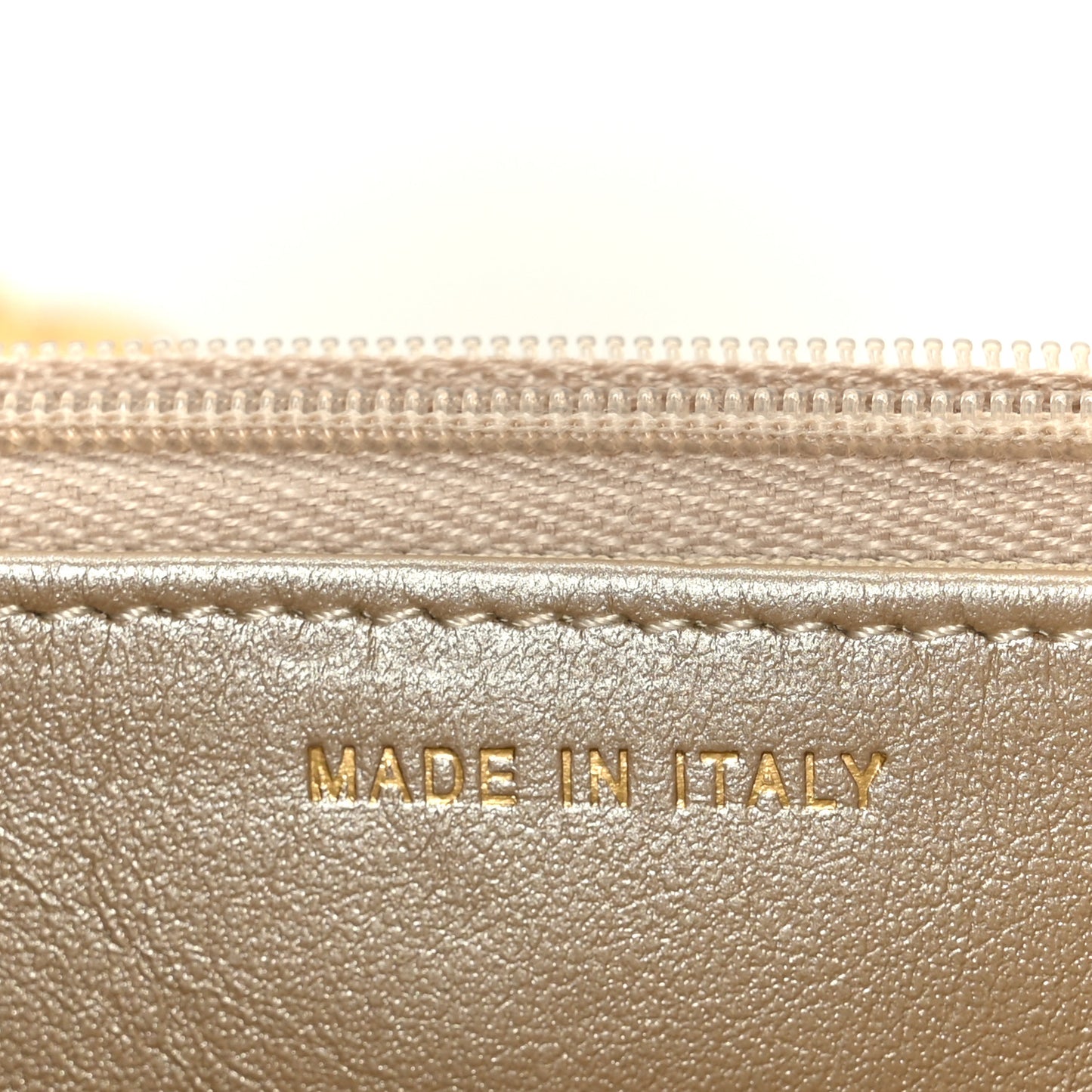 Metallic Caviar Quilted Coin Wallet On Chain WOC Gold
