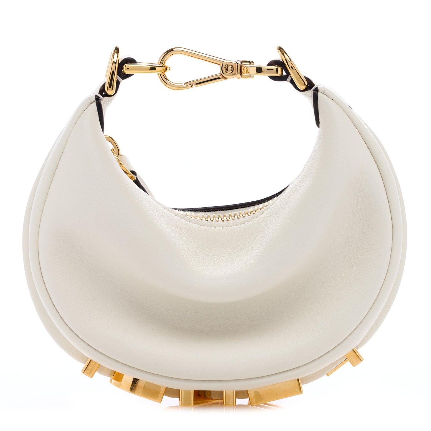 Vitello Grace Matte Mini Fendigraphy Hobo Bag White Ice