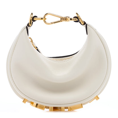 Fendi Vitello Grace Matte Mini Fendigraphy Hobo Bag White Ice 1 of 6