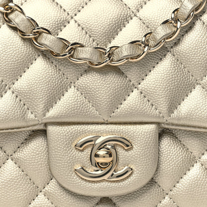 Chanel Metallic Caviar Quilted Mini Square Flap Light Gold 8 of 11