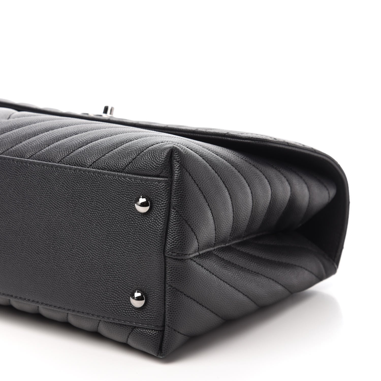 Chanel Caviar Chevron Quilted Medium Coco Handle Flap Dark Grey 7 of 12