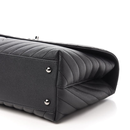 Chanel Caviar Chevron Quilted Medium Coco Handle Flap Dark Grey 7 of 12