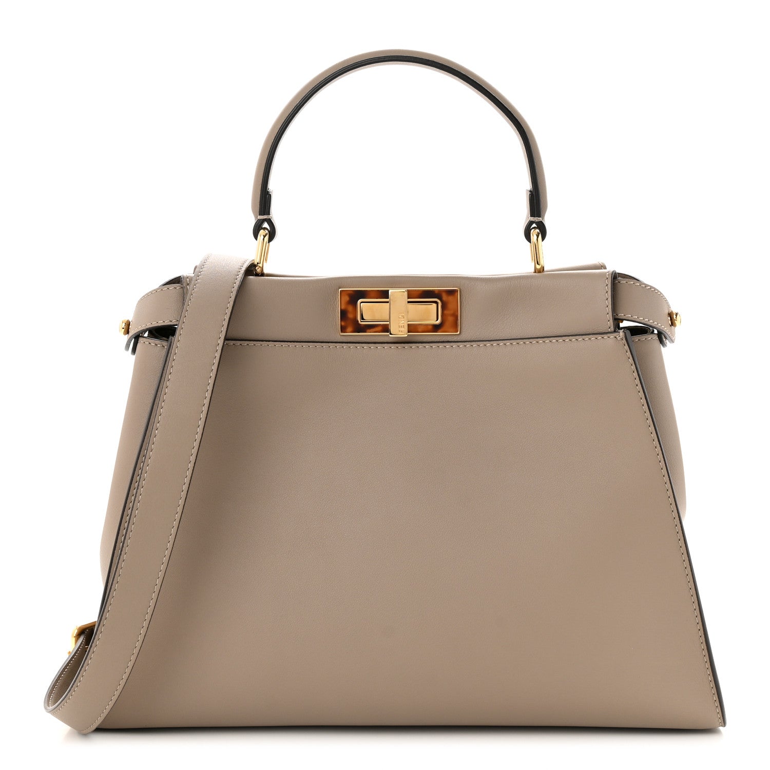 Fendi Vitello Seta Plexiglass Tortoise Medium Peekaboo Iconic Satchel Tortora 1 of 10