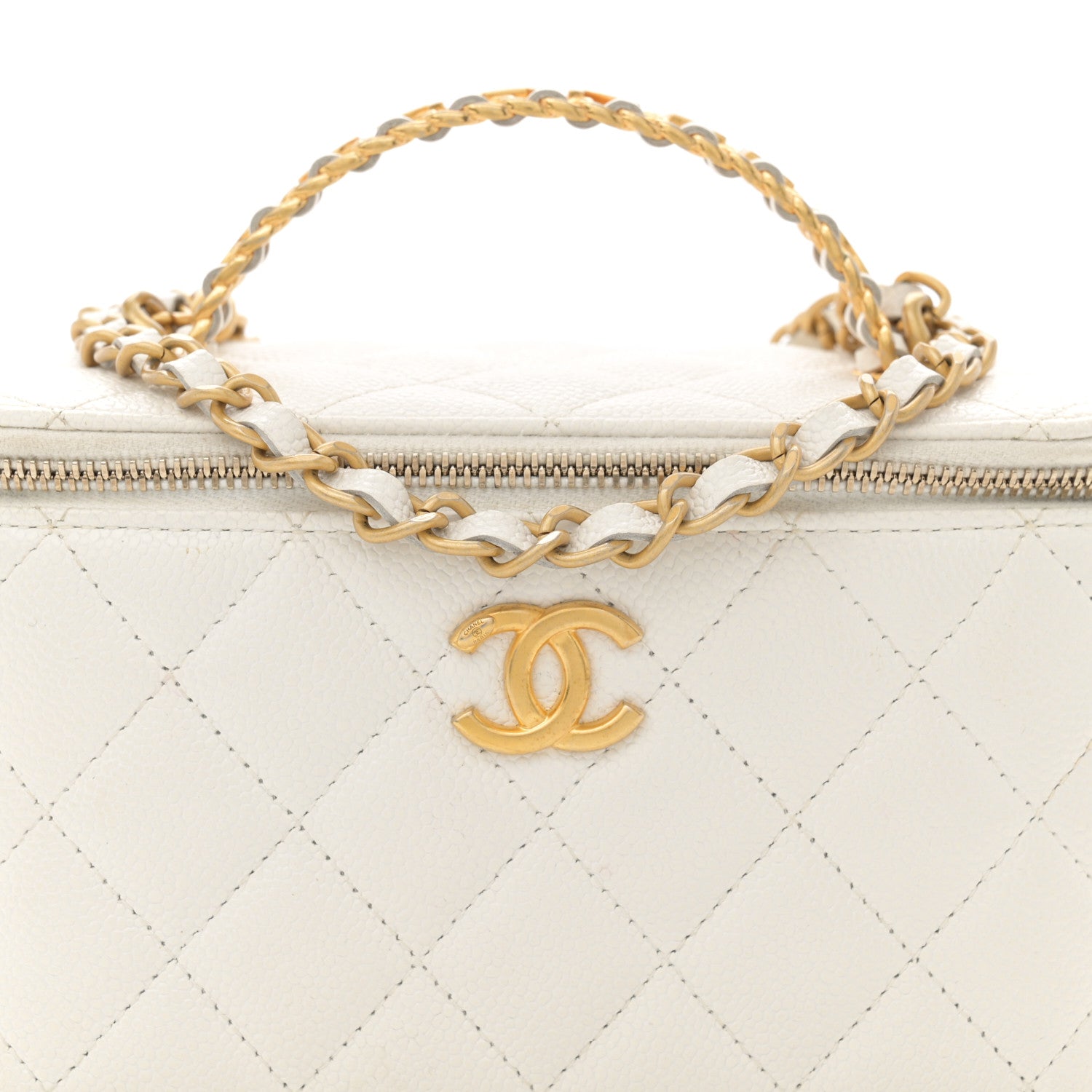 Chanel Shiny Caviar Quilted Pick Me Up Vanity Case White 8 of 17