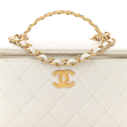 Chanel Shiny Caviar Quilted Pick Me Up Vanity Case White 8 of 17