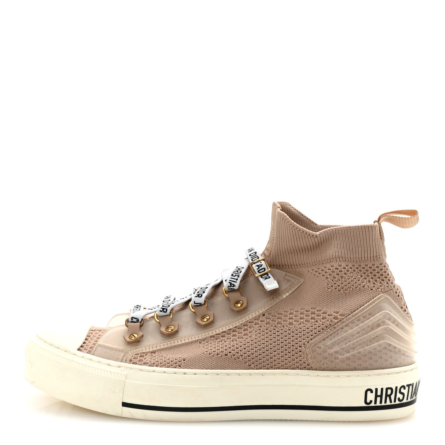 Christian Dior Camouflage Knit Calfskin Womens Walk'n Dior High Top Sneakers 39 Nude 1 of 10