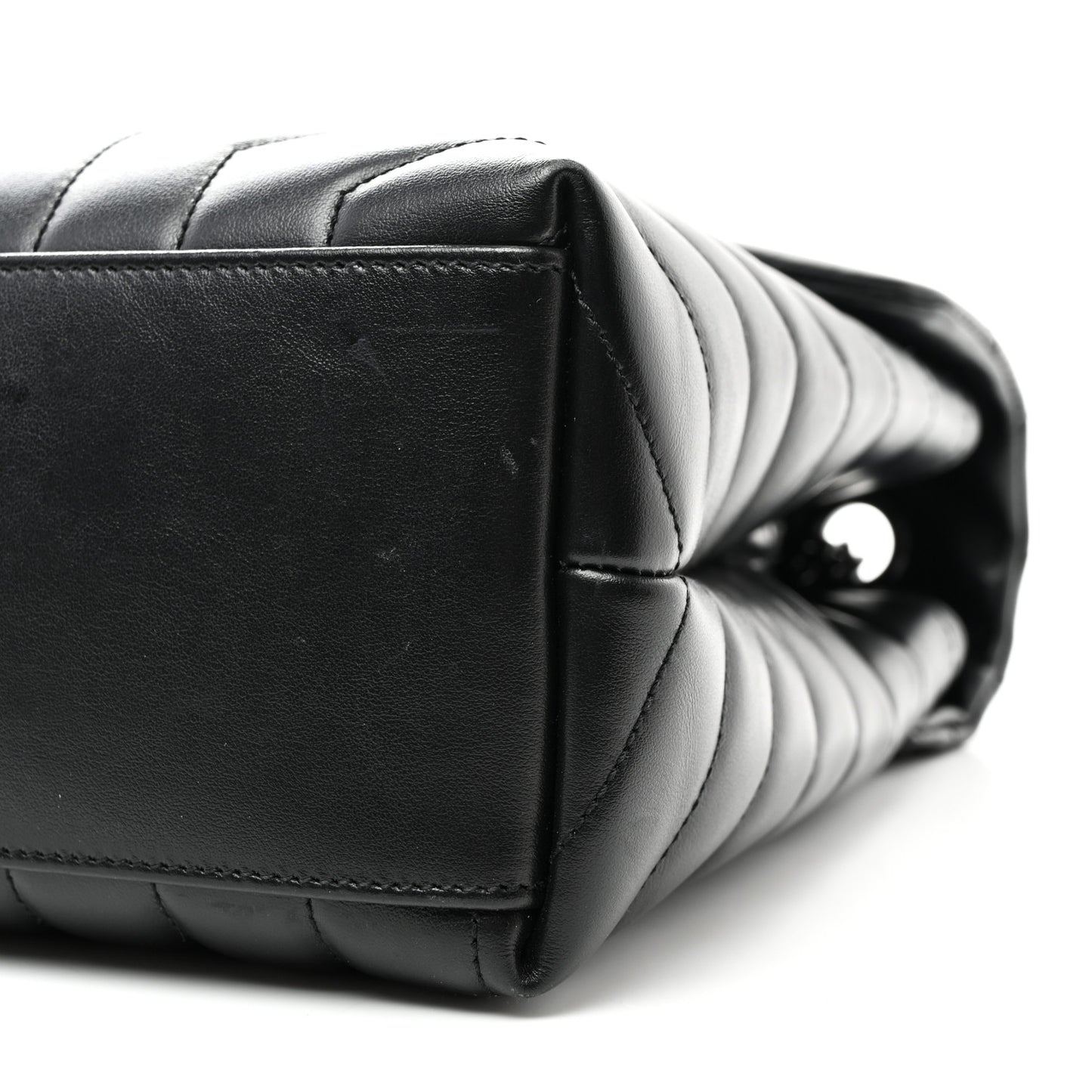 Calfskin Y Quilted Monogram Monochrome Medium Loulou Chain Satchel Black