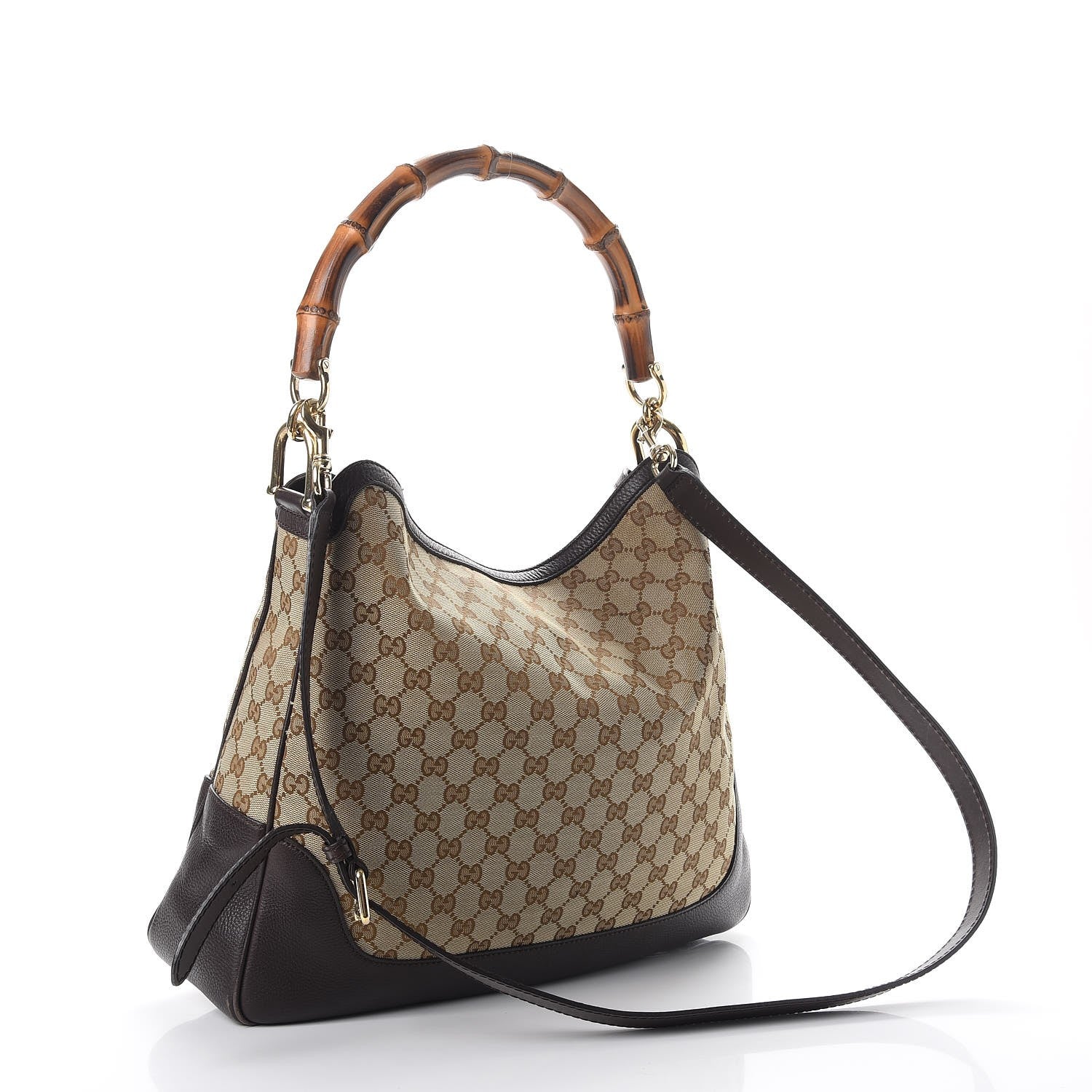 Gucci Monogram Medium Diana Bamboo Shoulder Bag Dark Brown 4 of 10