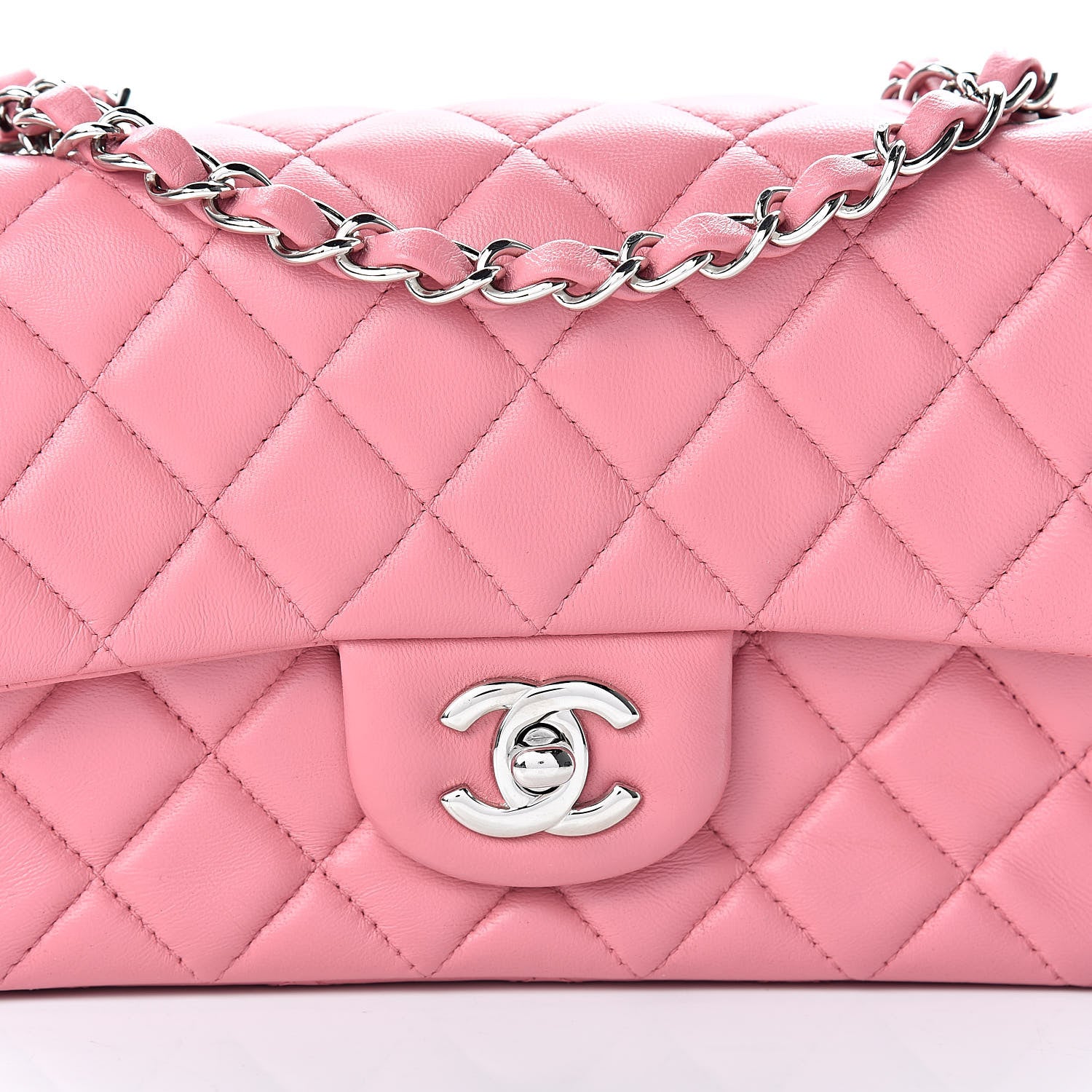 Chanel Lambskin Quilted Mini Rectangular Flap Pink 8 of 11