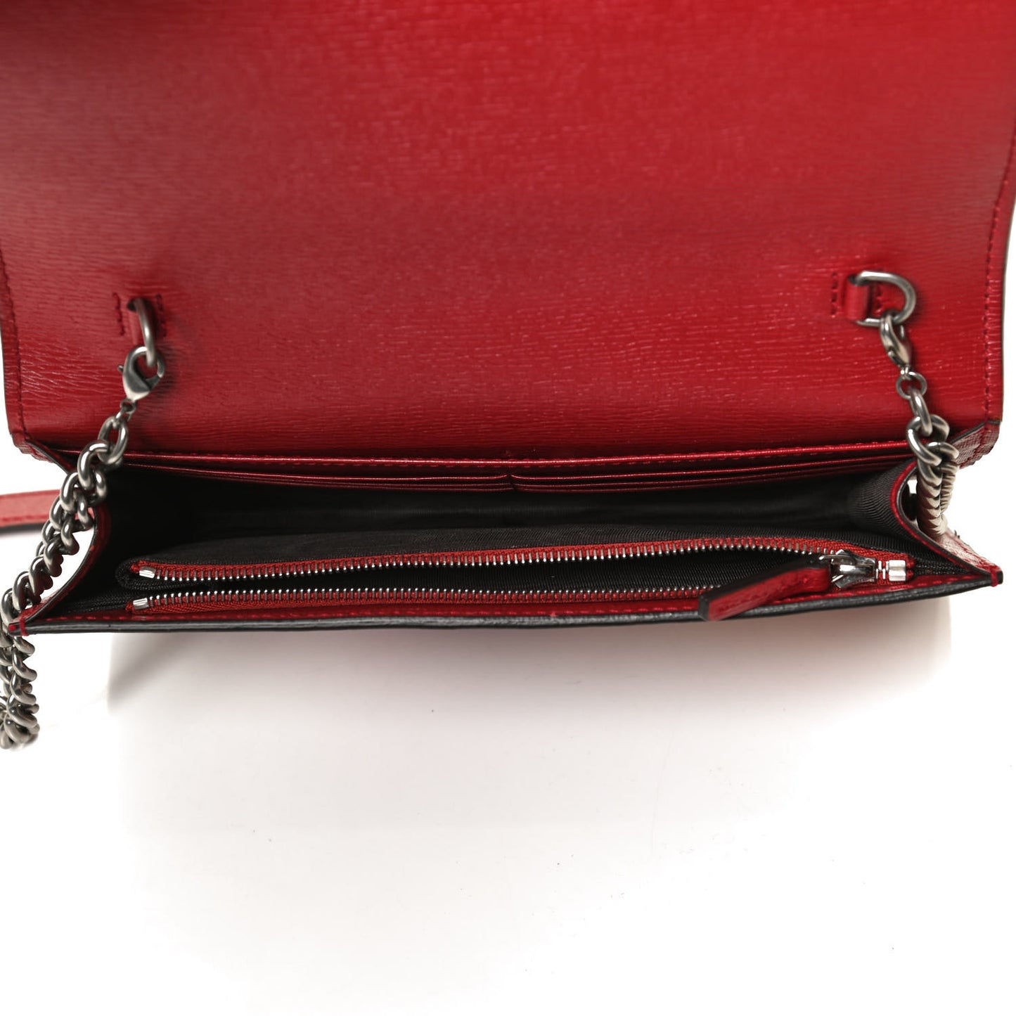 Calfskin Blooms Print Chain Wallet Romantic Cherry Multicolor