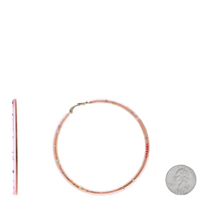 Chanel Translucent Resin Crystal Hoop Earrings Pink Multicolor 2 of 6