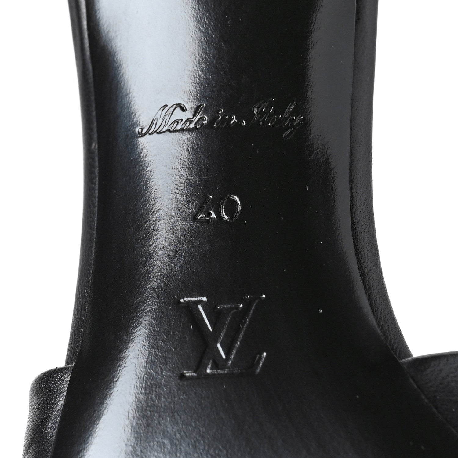 Louis Vuitton Lambskin Embossed Monogram Revival High Heel Mules 40 Black 6 of 8