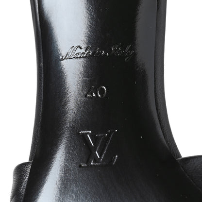 Louis Vuitton Lambskin Embossed Monogram Revival High Heel Mules 40 Black 6 of 8