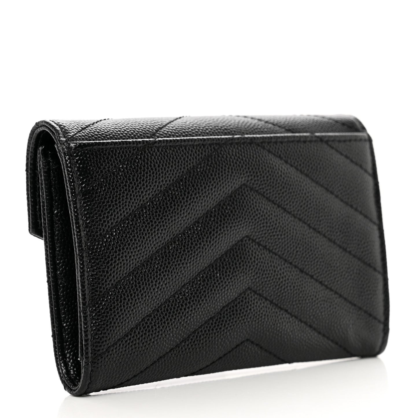Grain De Poudre Matelasse Chevron Small Monogram Envelope Wallet Black
