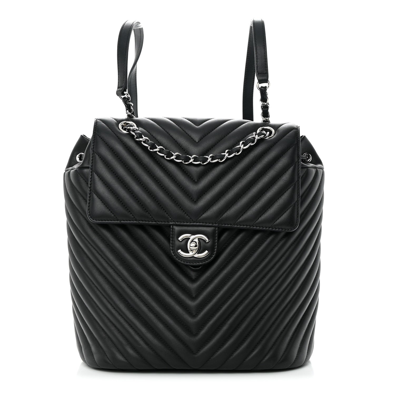 Chanel Calfskin Chevron Quilted Large Urban Spirit Backpack Black 1 of 13