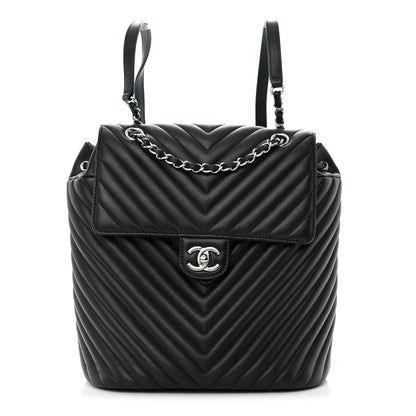 Chanel Calfskin Chevron Quilted Large Urban Spirit Backpack Black 1 of 13