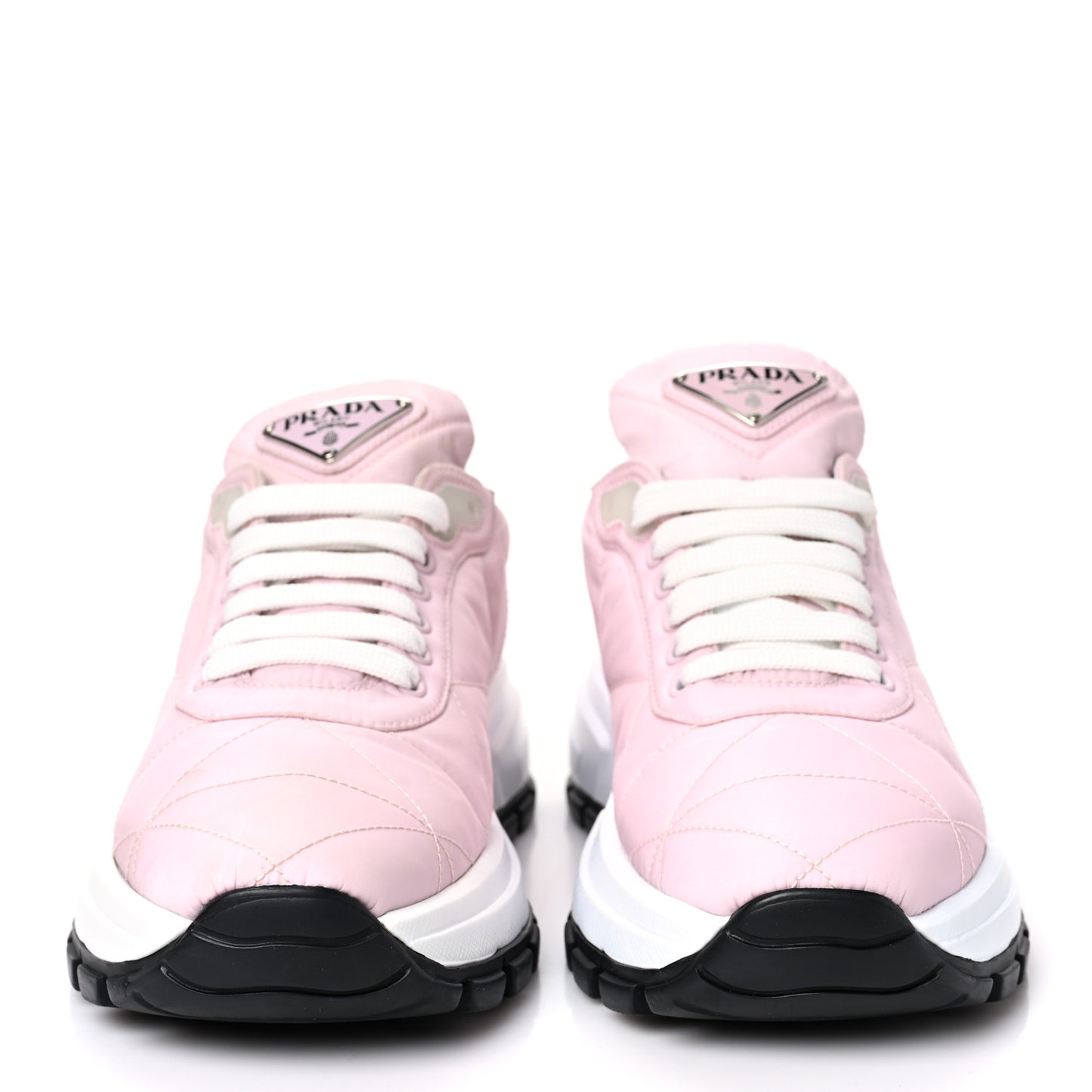 Re-Nylon Piuma Metal Triangle Logo Quilted 45mm Sneakers 37 Alabastro