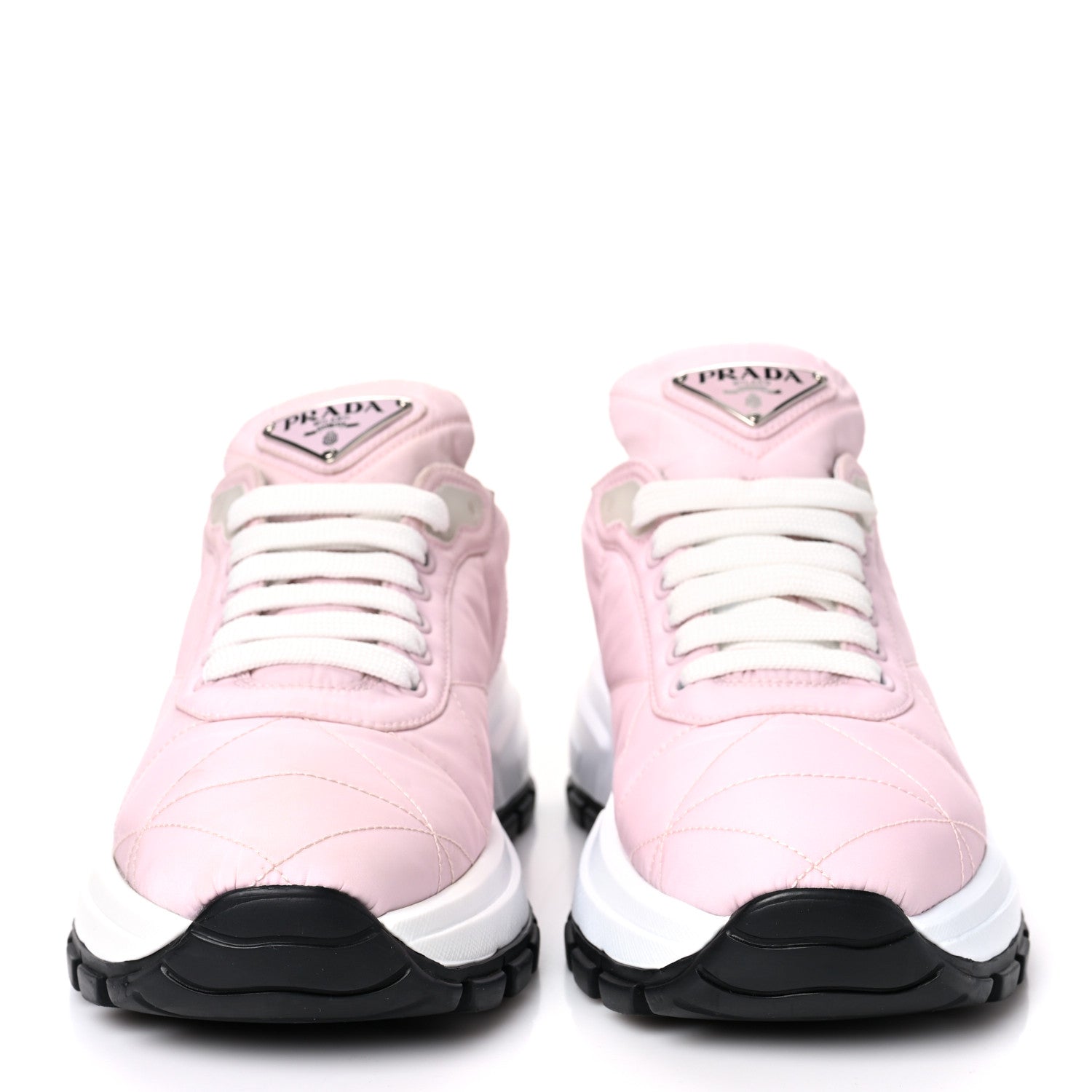 Prada Re-Nylon Piuma Metal Triangle Logo Quilted 45mm Sneakers 37 Alabastro 2 of 8